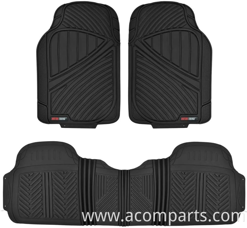 Heavy Duty Rubber Floor Mats 3PC Front & Rear for Car SUV Truck Van, 100% Odorless BPA-Free & All Weather Protection